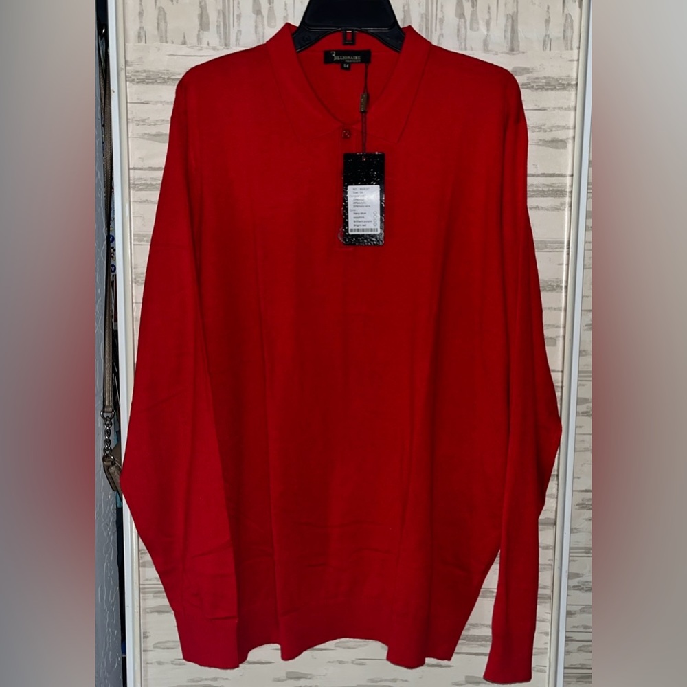 Billionaire Italian Couture Pullover Sweater Red Embroidered Logo Size 64 US XL